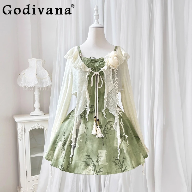 

Girls Birthday Vacation Dress Set Designer Original Fairy Style Suspender Dress Women's Spring Summer New Lolita Dress