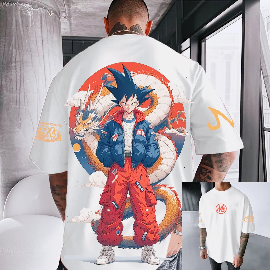 

Dragon Ball Z Print Short Sleeve Cotton T-Shirt Son Goku Vegeta Men Women Clothes Harajuku Y2k Tee Vintage Summer Streetwear