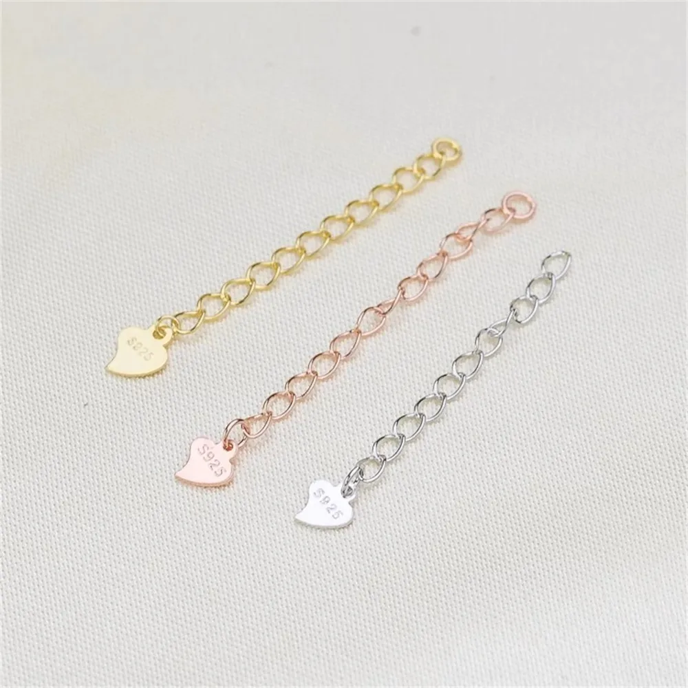 

DIY Accessories S925 Sterling Silver Gold Plated 4mm Heart Piece Extension Chain Bracelet Necklace Clasp Box Chain O-Shaped Z041