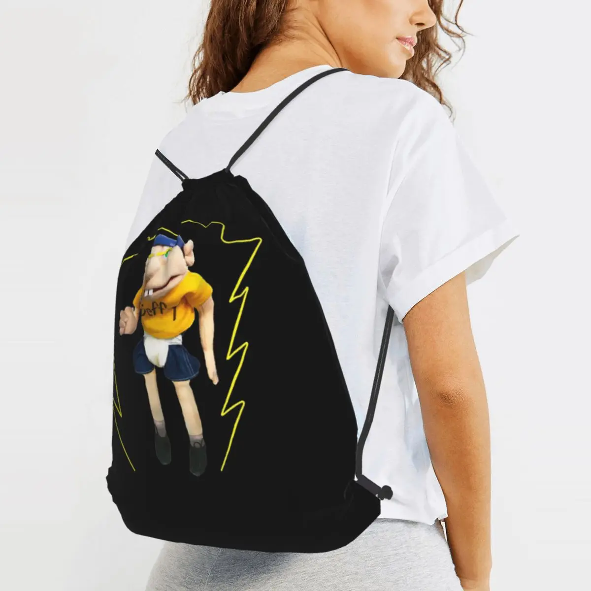 

Jeffy SSJ Backpacks Casual Drawstring Bags Sports Bag Book Bags for Travel School