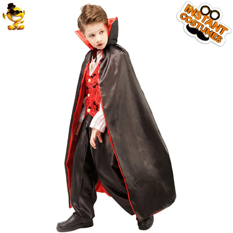 Horror Children's Costumes Cloak Vest Neck Accessory Pants 4pcs Makeup Dance Cosplay Costumes Party Halloween Stage Props