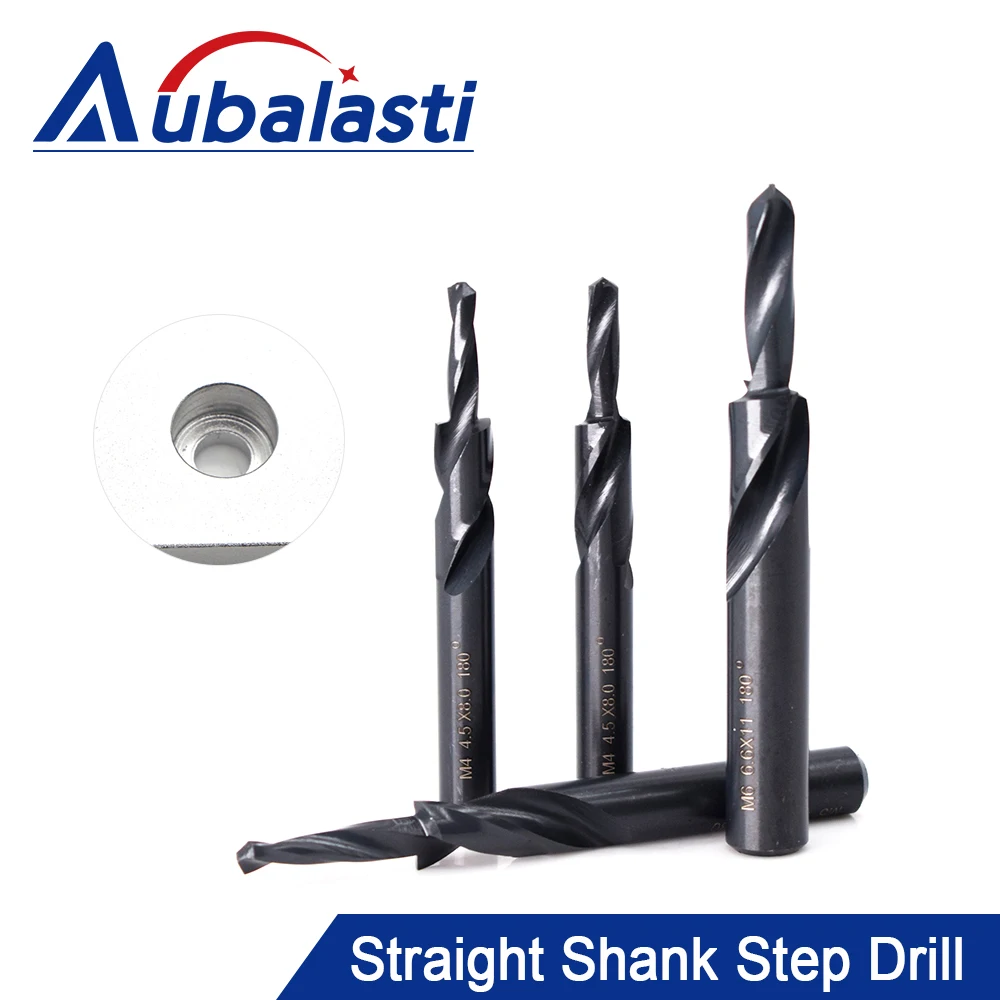 90 180 Degree Straight Shank Step Drill Two-Stage Straight Shank Twist Drill Conutersunk Drill Sub-Step Drill M3/M4/M5/M6/M8/M10