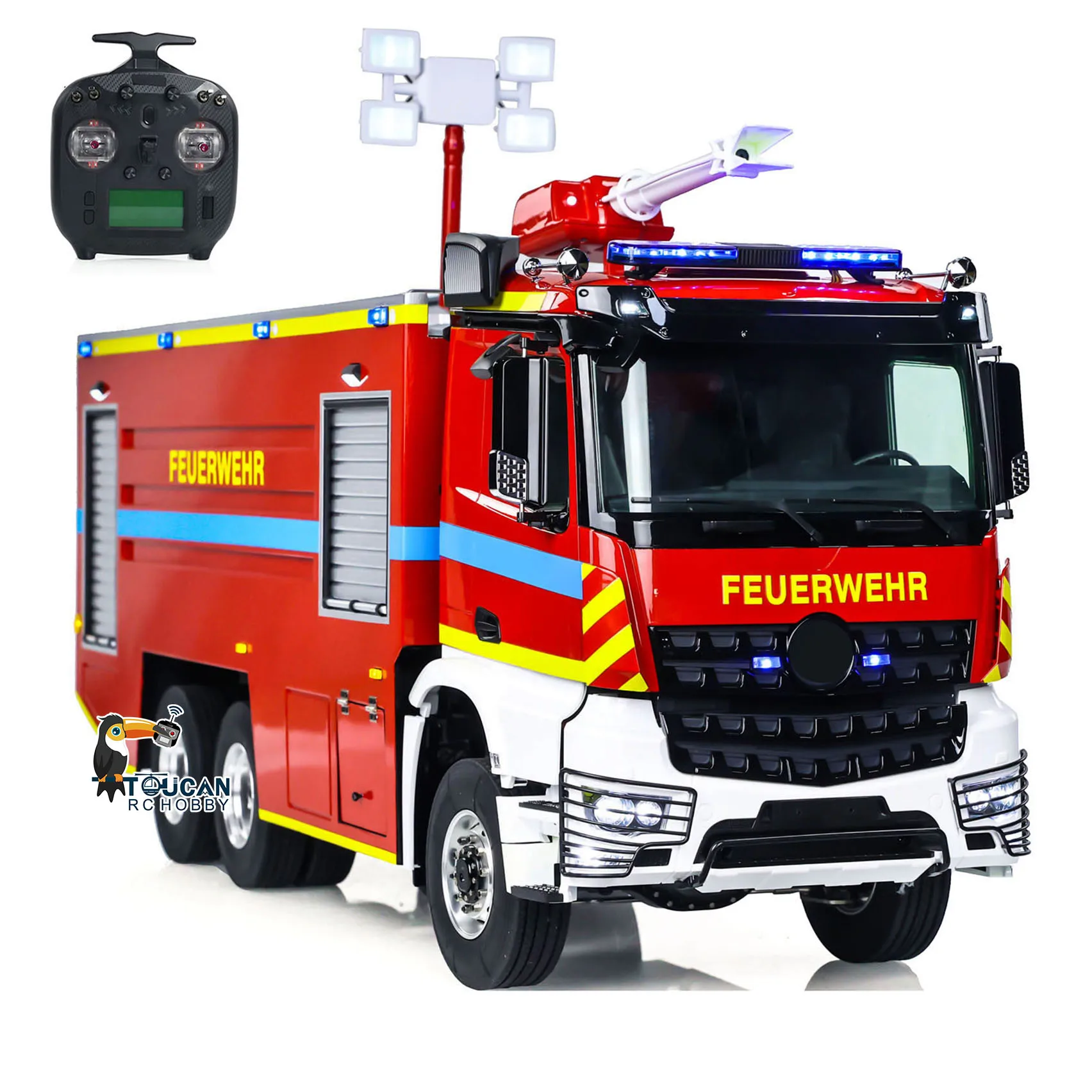 1/14 RC Fire Fighting Truck 6x6 Metal Chassis Remote Control Fire Car RTR Light Sound System Painted Assembled RC Toy Gift Model