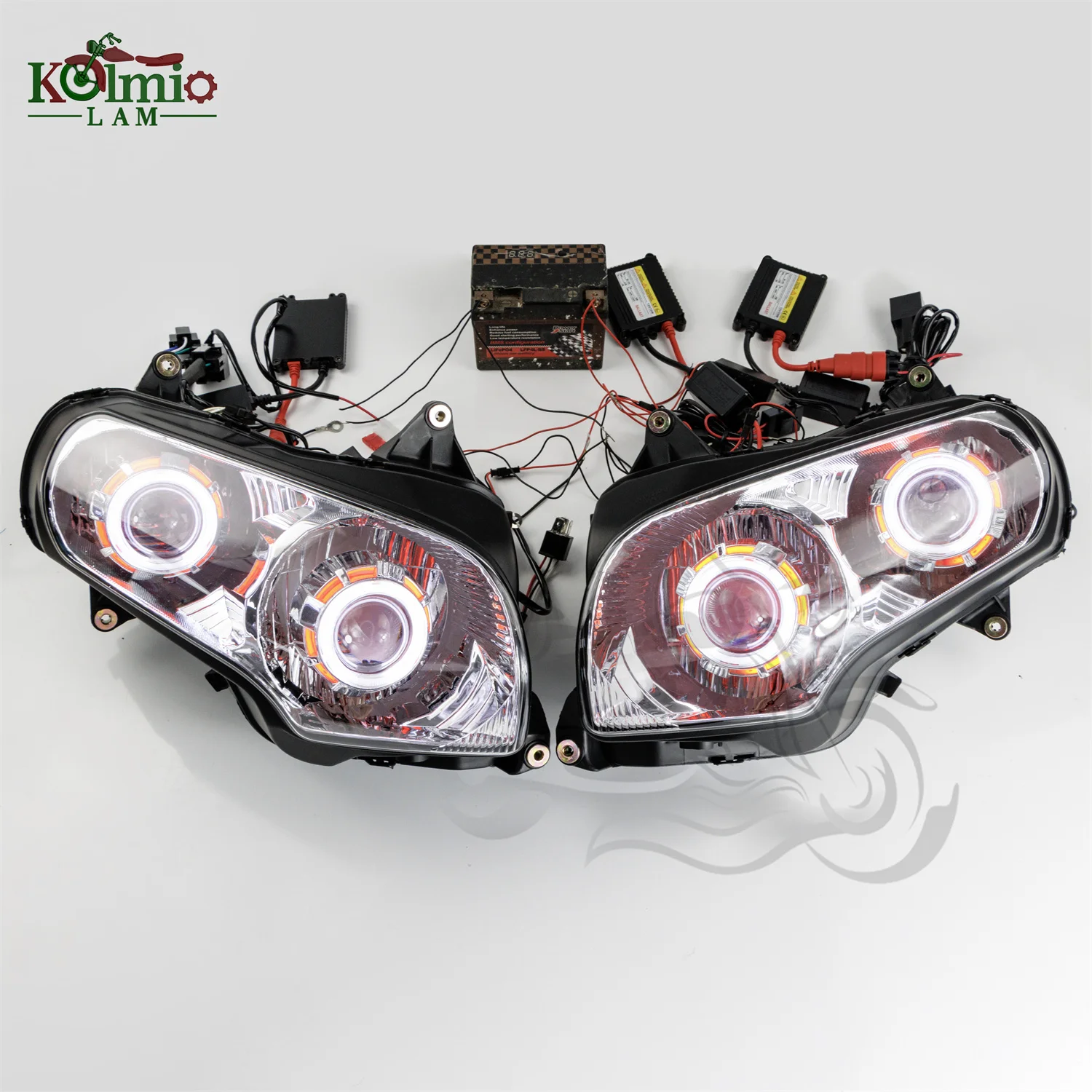 Motorcycle White Angel Eye Demon Eye HID Headlight Assembly Fit For Honda Goldwing GL1800 2001- 2015 GL 1800 F6B 2013 - 2015