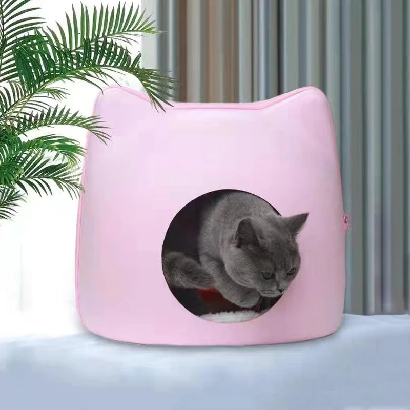 Detachable Cat Bed House Zipper Felt Breathable Cat Bed Cave with Cushion Pet Sleeping Bag For Kitten Basket Cats Accessories