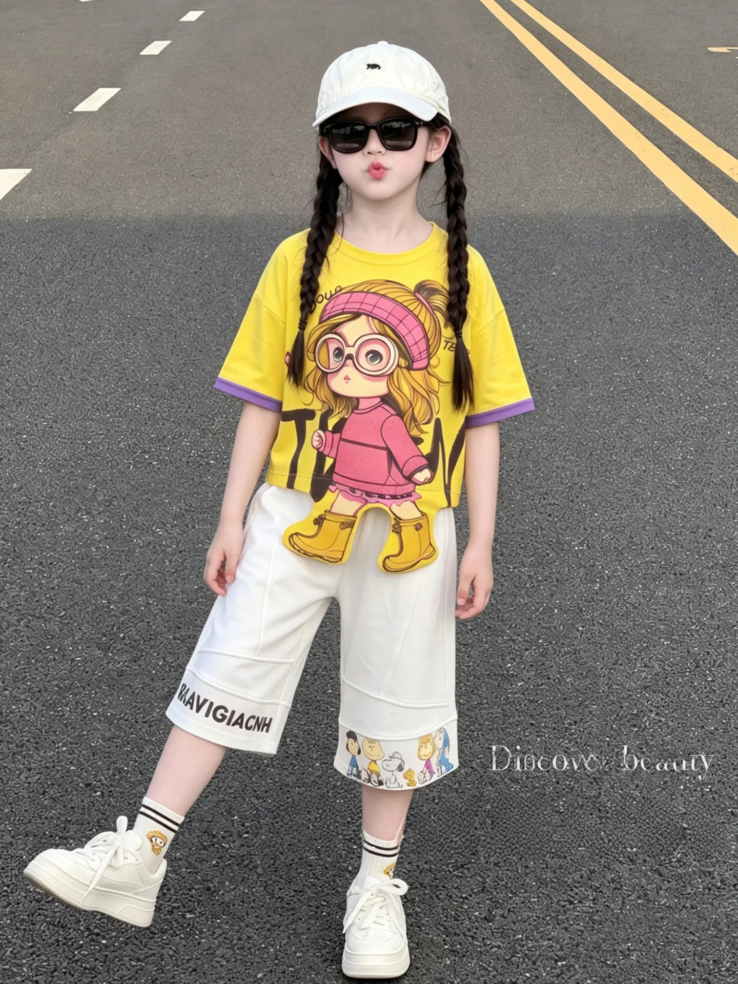 completo-due-pezzi-estivo-da-bambina-con-stampa-cartoon-maniche-corte-nuovo-stile-2026-casual-in-tessuto-confortevole-streetwear-di-tendenza-per-bambini