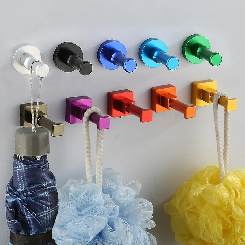 

10pcs Creative Color Hook Space Aluminum Multi-color DIY Towel Wall Hook Nail Bathroom Kitchen Clothes Key Hat Rack Bag Hanger