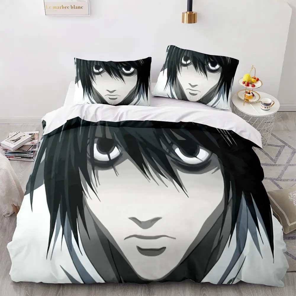 Detailansicht der Kissenbezüge des Death Note Bettwäsche-Sets