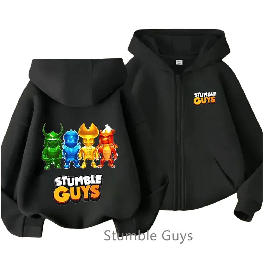 Stumble Guys Hoodie Kids Autumn 2025 Fashion Game Zipper Sweatshirts Baby Girls Cartoon Pullover Clothes Boys Hoody Outerwear