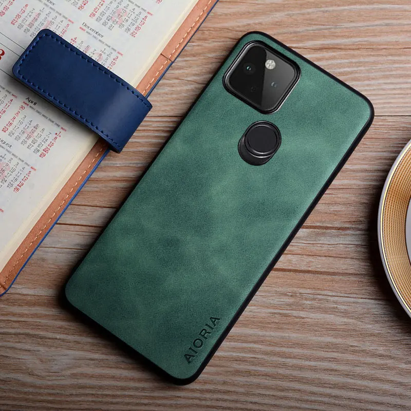 Case For Google Pixel 5A 4A 5G 5 4 XL coque simple solid color silky feel fingerprint proof durable leather cover funda