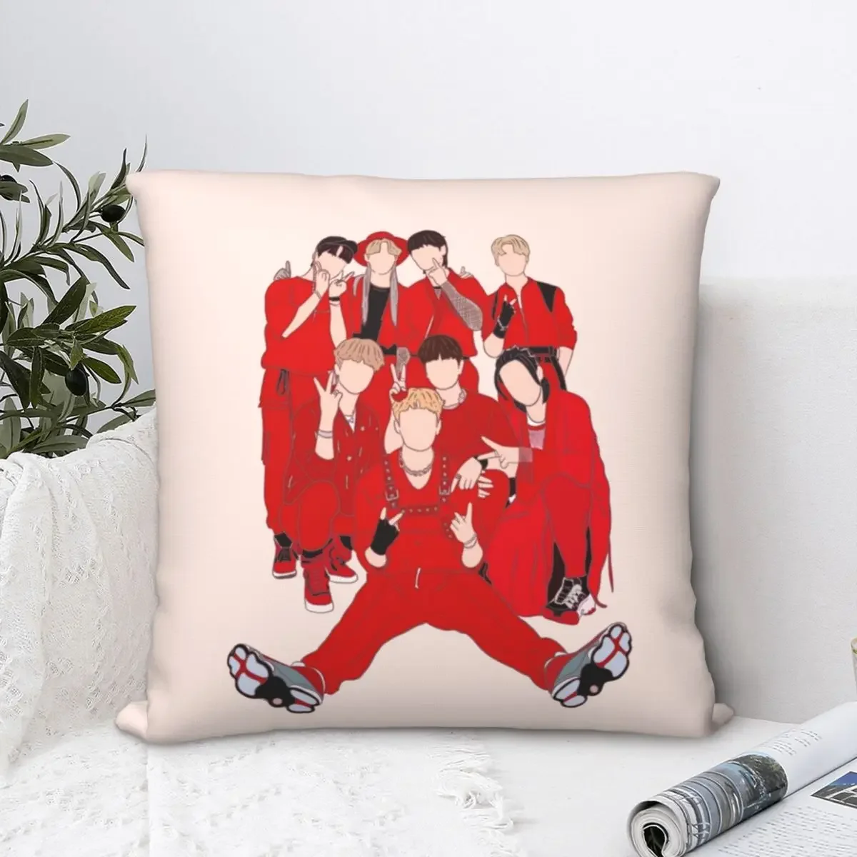 Skz - Stray Kids Square Pillowcase Cushion Cover Decorative Pillow Case Polyester Throw Pillow Cover for Home Bedroom Car