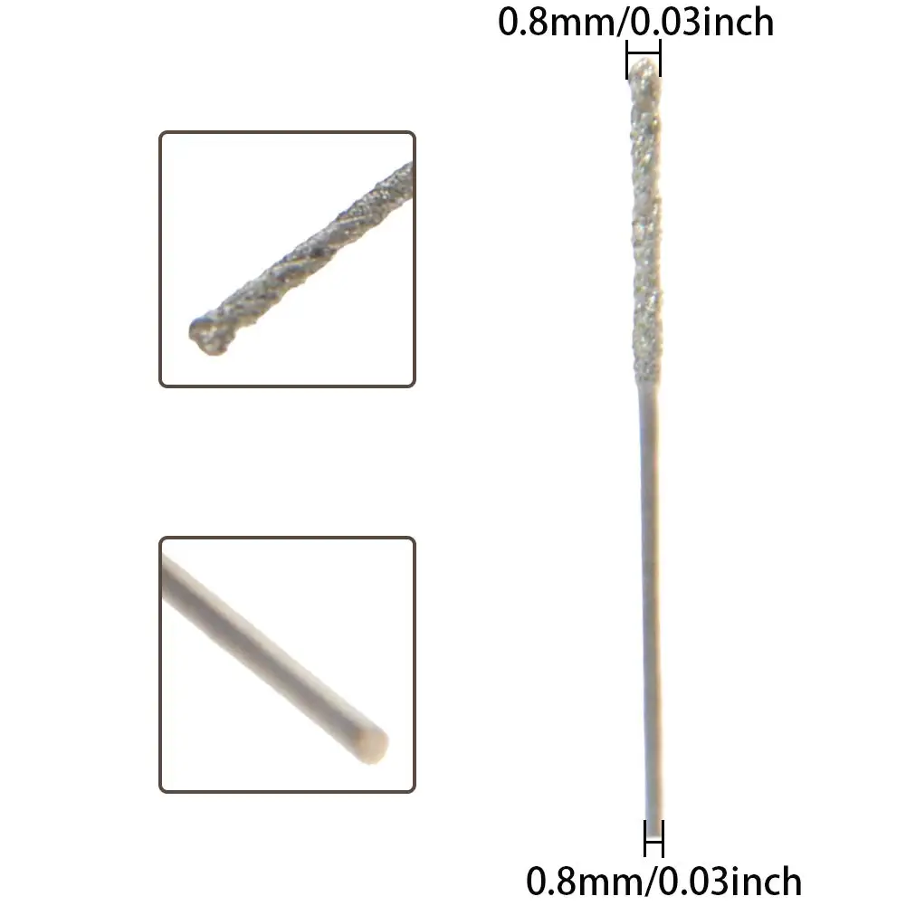 ダイヤモンドコーティングされたツイストドリル,ガラスジュエリー,0.8mm, 20個