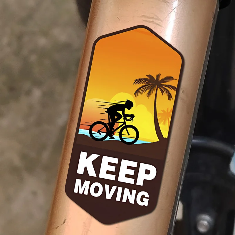 Keep Moving Mountain Bike Sticker 2pcs Waterproof Hexagon Frame Decal Durable Vinyl Road Bike Adventure