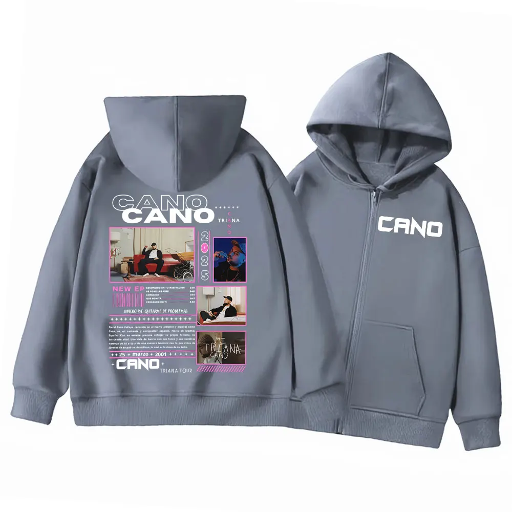Rapper Cano Triana Tour 2025 Zipper Hoodie Men Women Hip Hop Fashion Zip Up Pullovers High Quality Fleece Oversized Sweatshirts