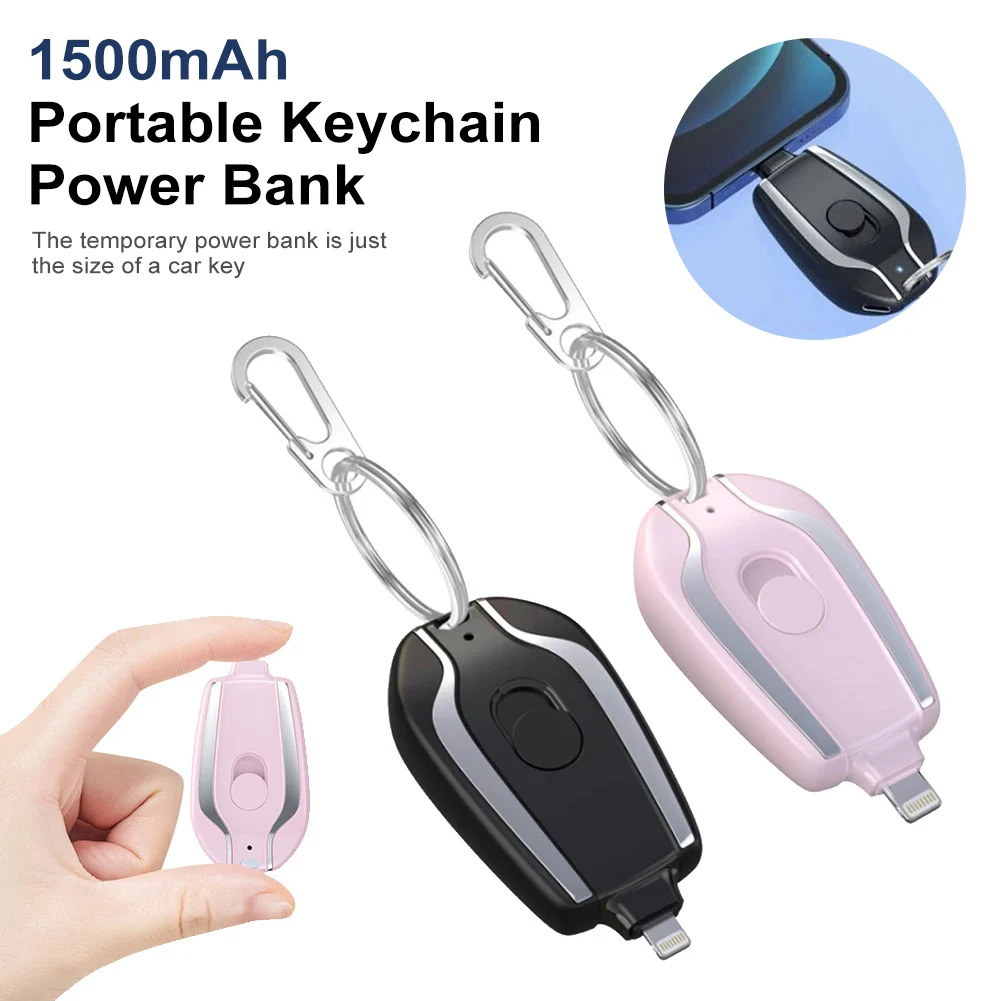 Portable Keychain Charger 1500mAh Type-C Ultra-Compact Mini Battery Pack Fast Charging Backup Power Bank For Iphone Devices