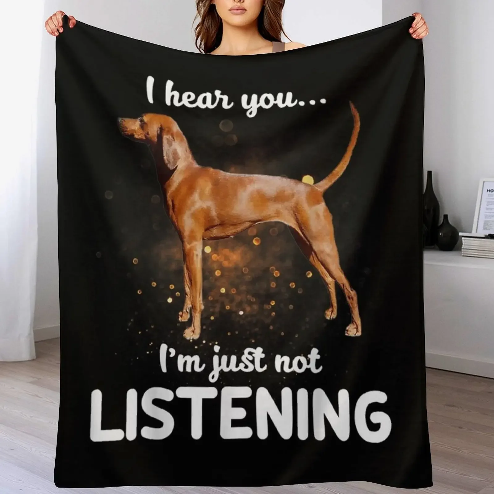 Funny Redbone Coonhound Throw Blanket Wrinkle Resistant Lightweight Blanket
