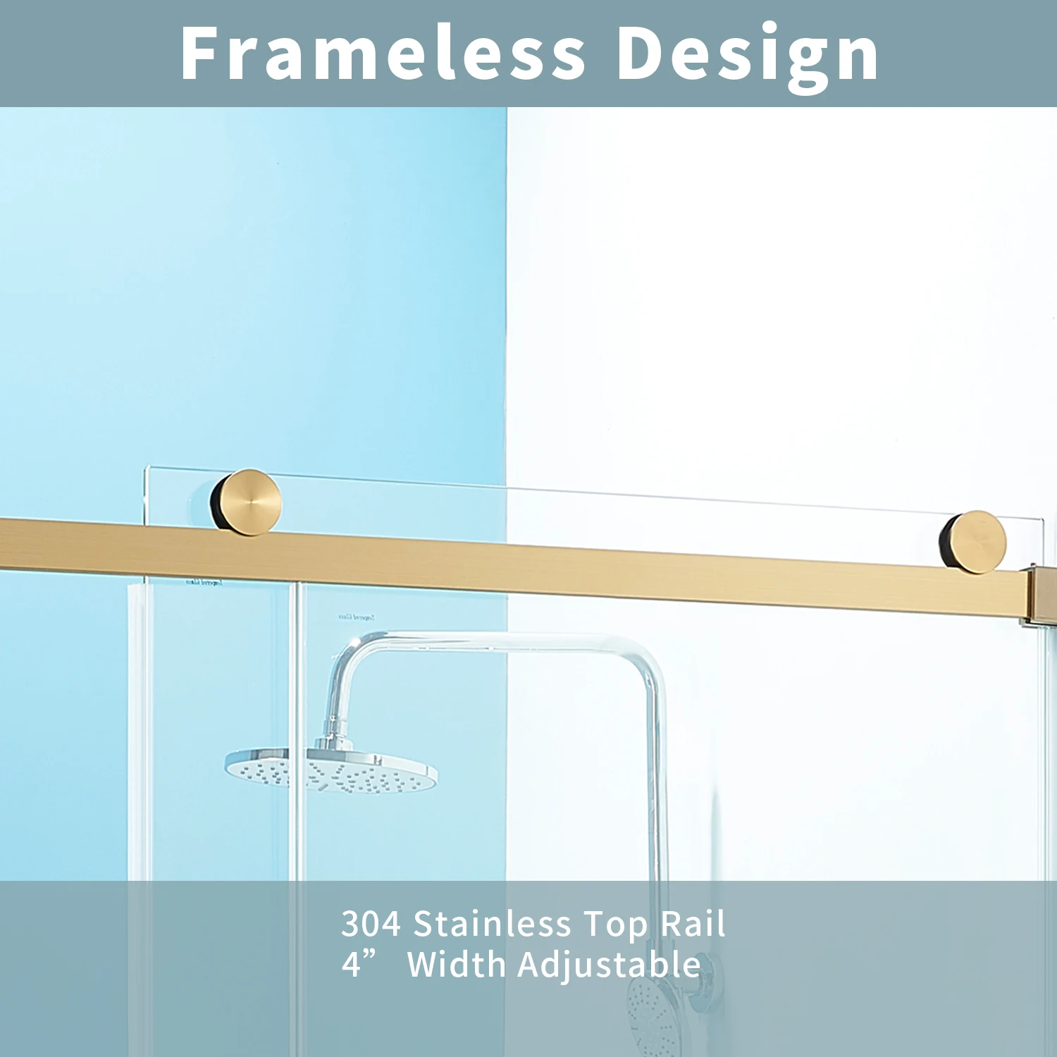 SCGG X01 56-60''W*76H''Semi Frameless Sliding Shower Door in Gold and Clear Glass Professional  hotel installation recommended