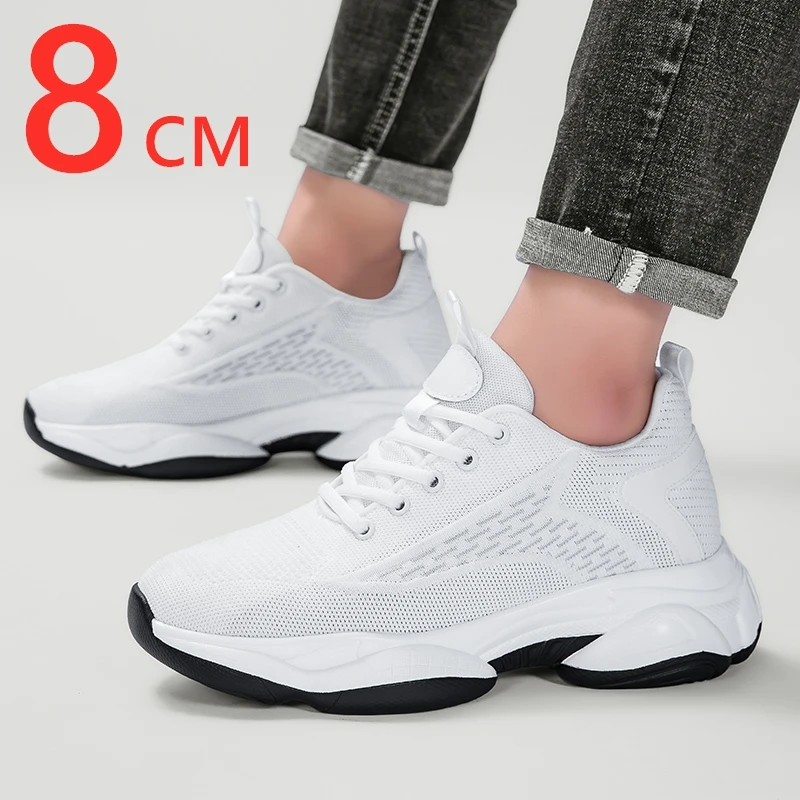 Comfortable Breathable Summer Elevator Sneakers Height Increasing Shoes for Man Insoles 8CM Hidden Heels Sports Inner Lift Shoes