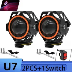 U7 Headlamp Motorbike LED Auxiliary Lamp DRL Spotlights LED Motorcycle Angel Eyes Driving Lamp for Bmw Honda Suzuki TRK