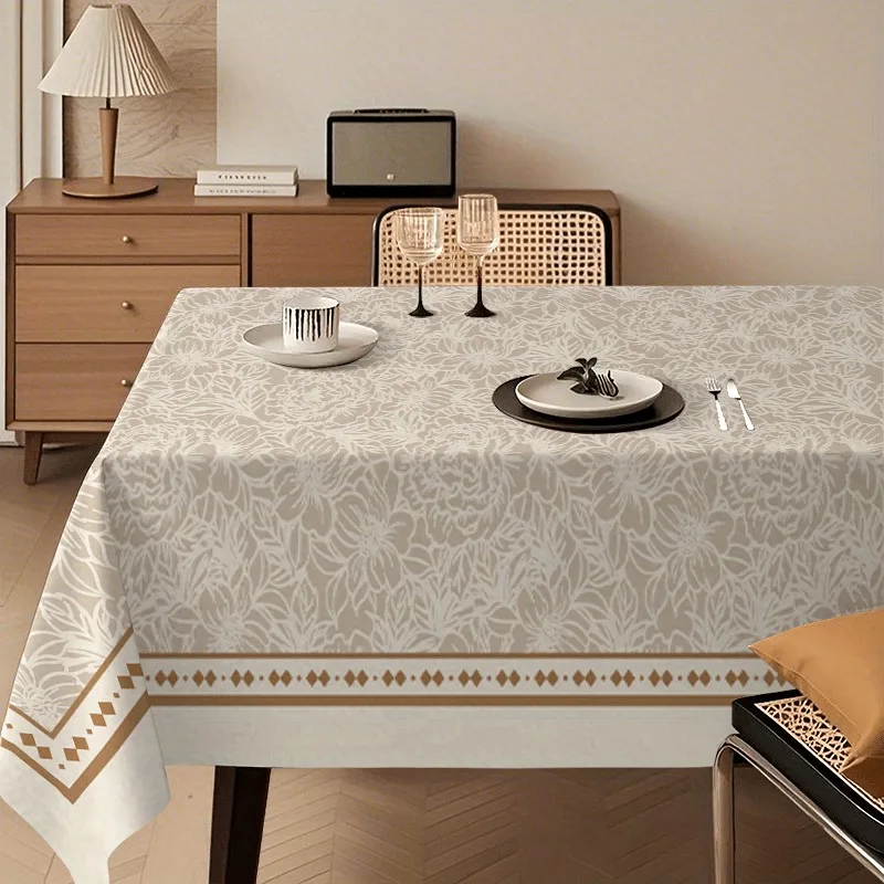 Elegant and retro floral tablecloth with exquisite peony pattern, creating a luxurious atmosphere.