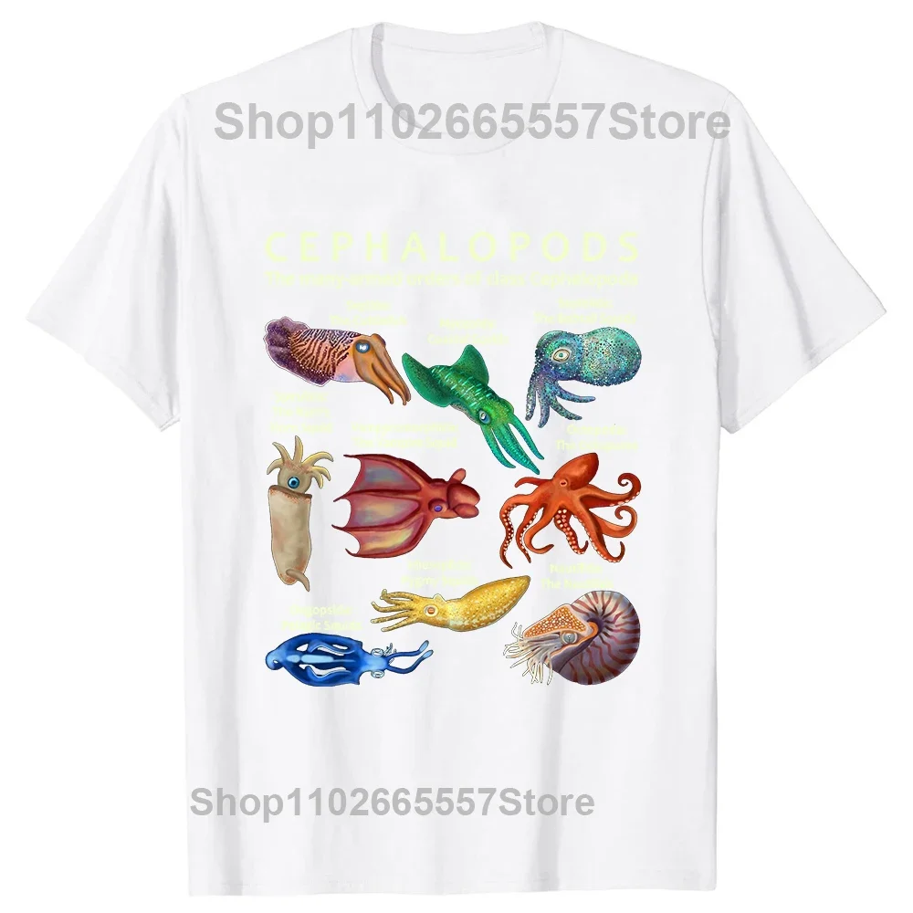 The Cephalopod Octopus Squid Cuttlefish Classic T Shirts Summer Graphic Cotton Streetwear Short Sleeve Birthday Gifts T-shirt