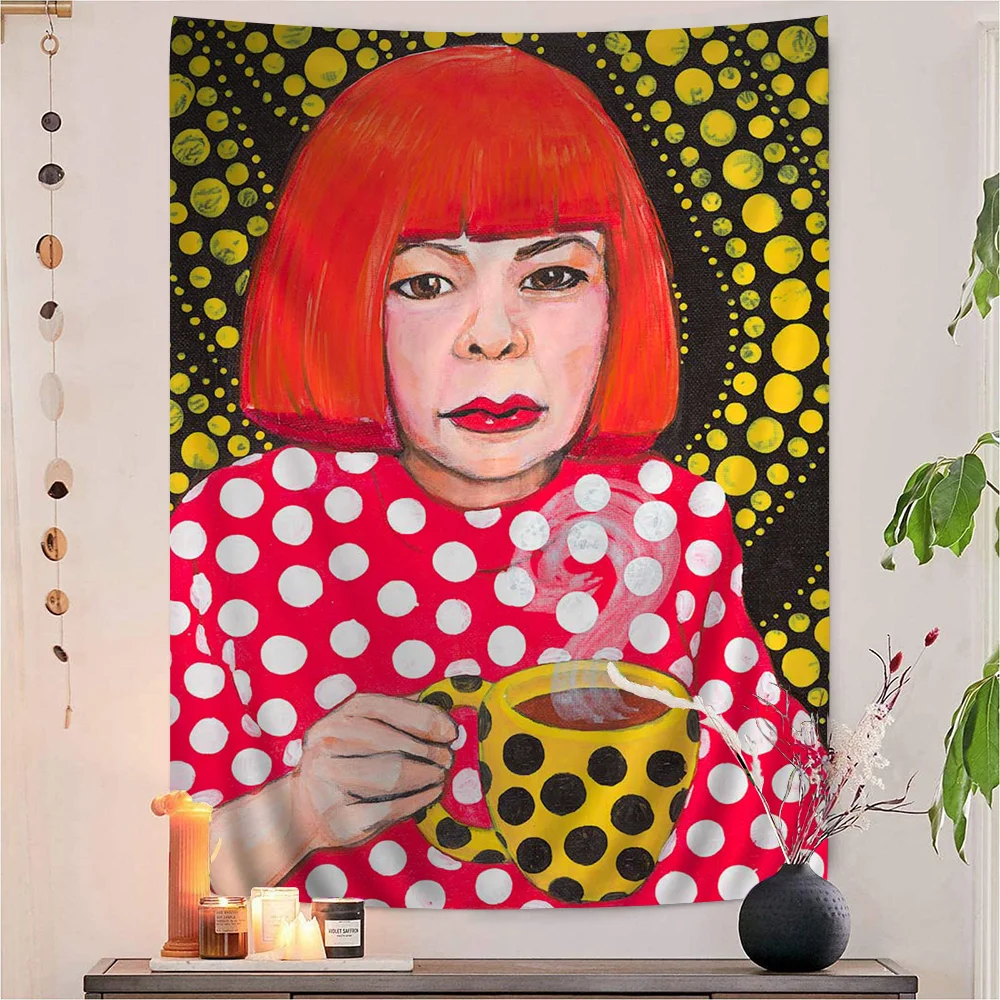 Y-yayoi-Kusama Exhibitions Art Hanging Bohemian Tapestry Hanging Tarot Hippie Wall Rugs Dorm Wall Hanging Home Decor