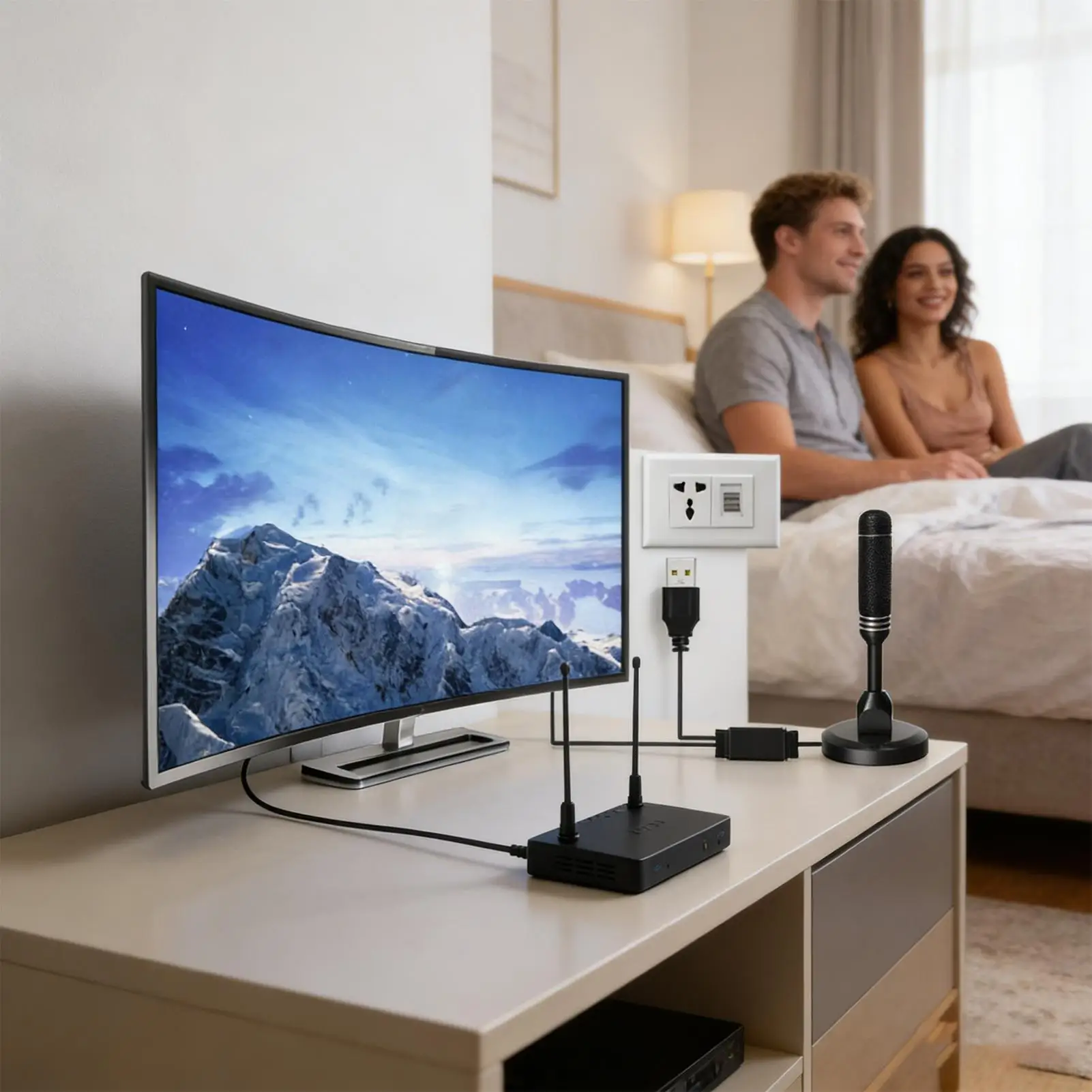 

Antenna For Smart TV Adjustable-Angle Plug-and-Play Digital Antenna For Local Channels For Home Dormitory Hotel Restaurant