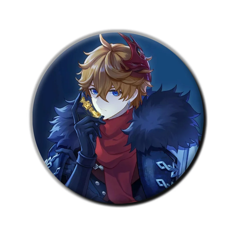 58mm Game Genshin Impact Tartaglia Cosplay COSTUME Badge Pin SPTE Tinplate Brooch Prop