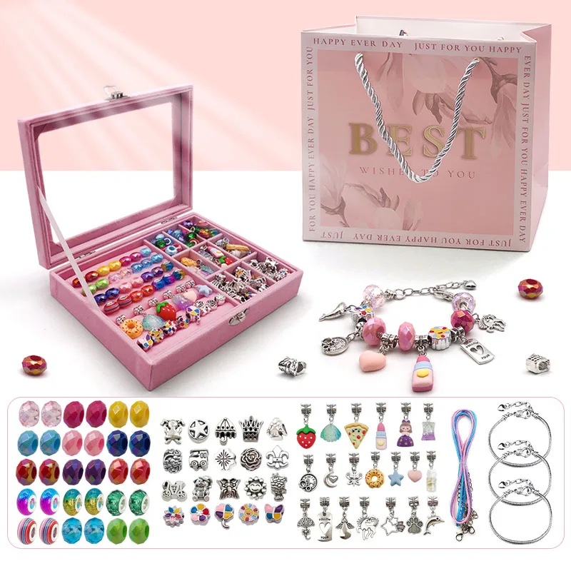 Charms DIY Bracelet Jewelry Making Kit, Jewelry Beads Pendants, Snake Chains Necklace, Gift Box, Perfect Gifts