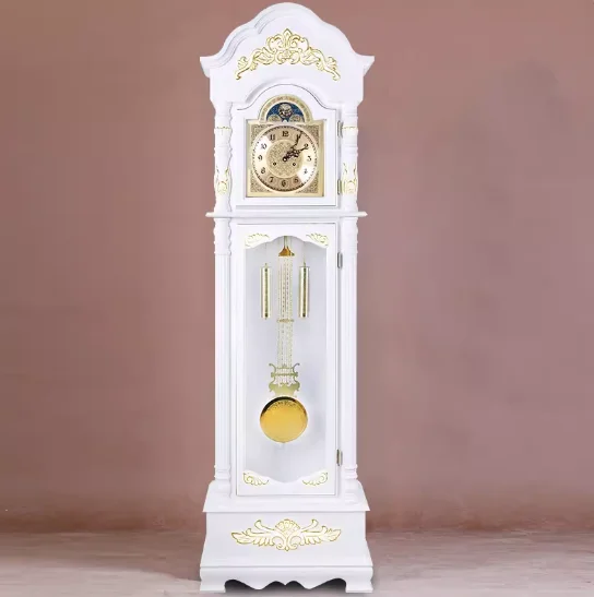 Solid Wood European-Style Floor Clock with Polaris Movement Mechanical Timepiece with Chime Function Desktop Table Clock Living