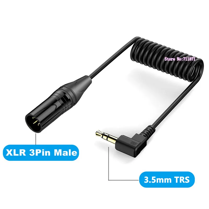 Elastic expansion contraction Right Angle Elbow TRS 3.5 Male XLR Male Female Audio Line Cable 3.5 CANNON Spring Audio Cord Wire