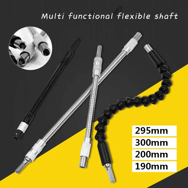 200/250/300mm Universal Soft Shaft  Screwdriver Batch Head Sleeve 1/4'' Driver Multi-functional Metal Connection Extension Rod