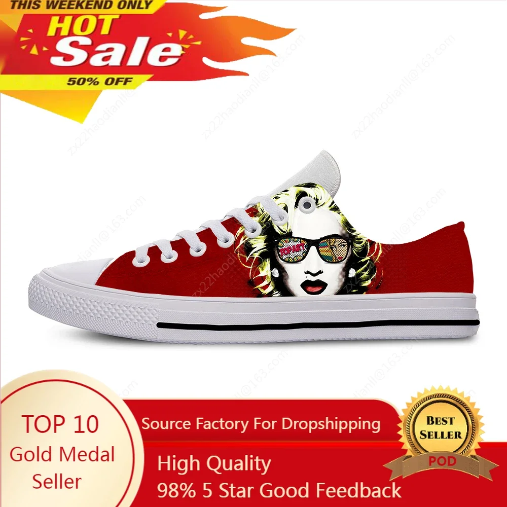 

Madonna Music Pop Singer Cute Fashion Funny Casual Cloth Shoes Low Top Lightweight Breathable 3D Print Men women Sneakers