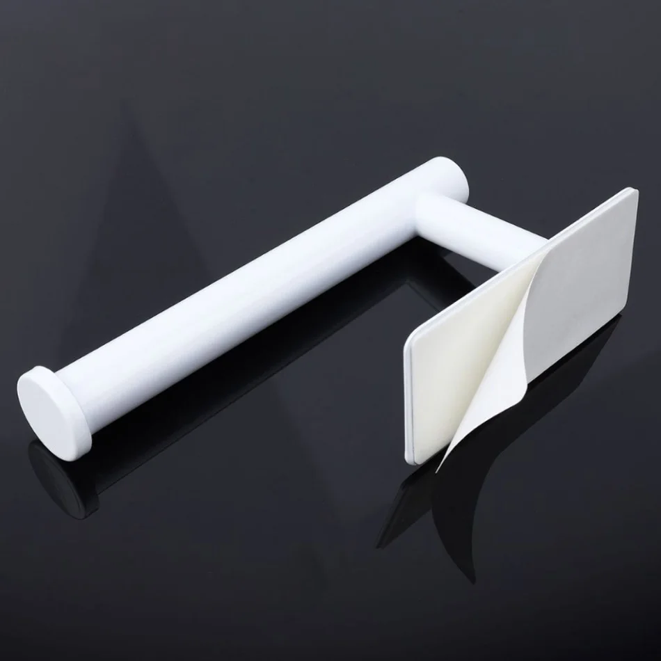 Stainless Steel Paper Holder White Adhesive Wall Mount Stand Kitchen Bathroom Toilet Paper Towel Tissue Roll Shelf Brushed Gold view 5