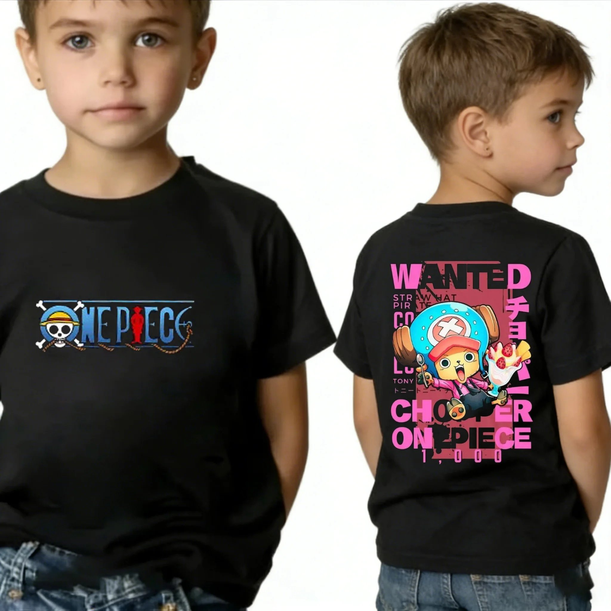 Uma peça menino menina manga curta topos verão crianças t camisa anime luffy zoro nami chopper roupas bonitos dos desenhos animados camisetas presentes de aniversário