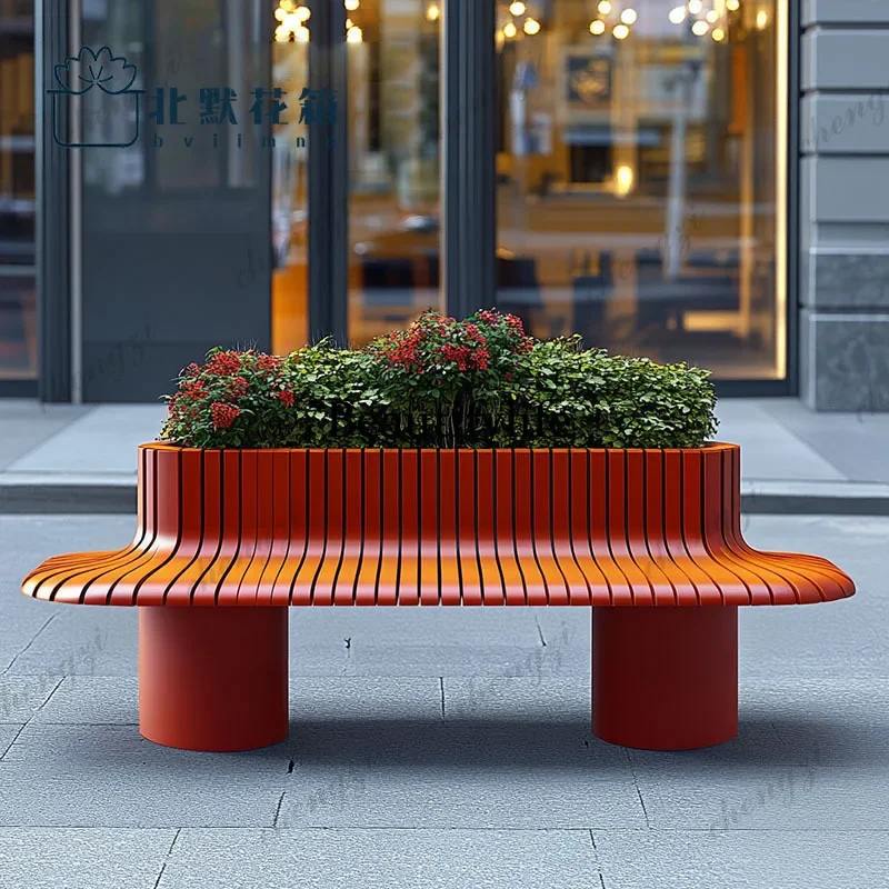 C178 Outdoor Commercial Street Creative Dopamine Flower Box Seat Combination Pedestrian Street Park Flower Groove Planting Box