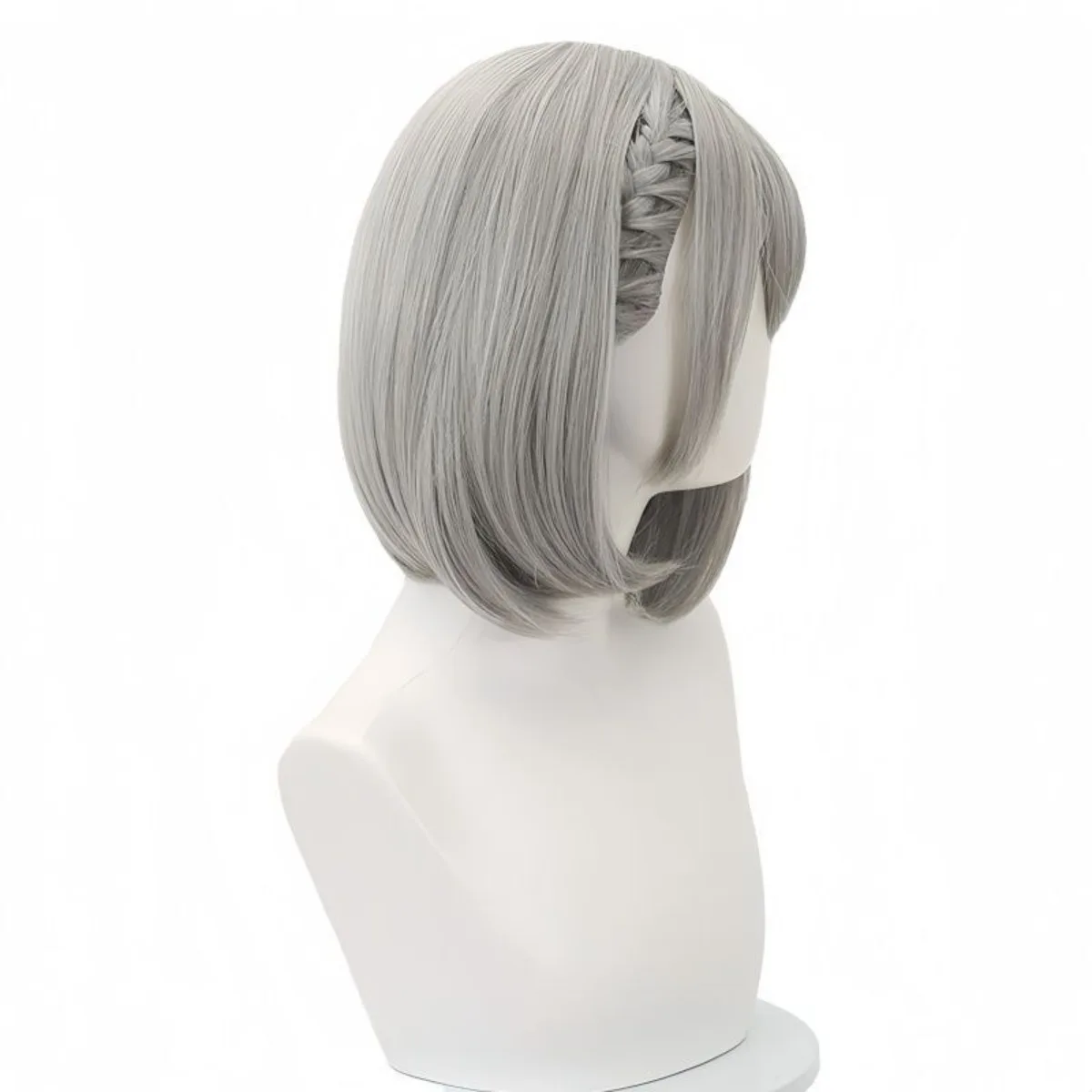 Peluca de cosplay corta de red transpirable para Mai Xiaowen (Delta Force) |   Pelo gris realista con gorro completo trenzado de espina de pescado