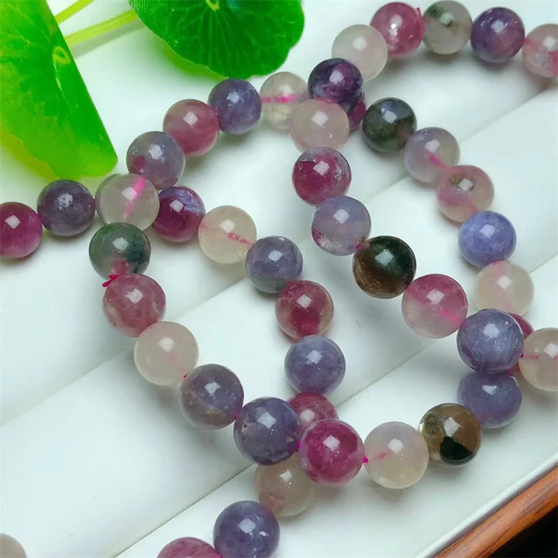 Natural Plum Tourmaline Bracelet Hand Platoon Bangle Crystal Healing Stone Fashion Jewelry Gift 1pcs 9/8mm