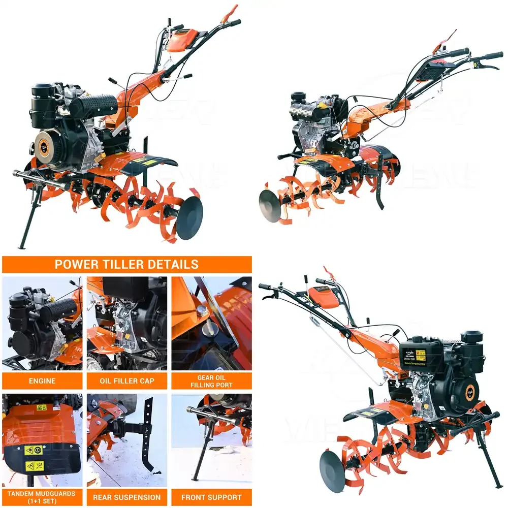 Herramientas Agrícolas Manuales, Mini Motocultor, Tractor de Dos Ruedas, Cultivador Multifuncional