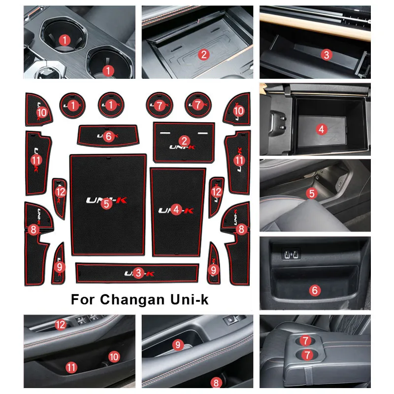 Door Slot Pad Car Styling Non-Slip Water Cup Mats Coaster Interior Decor Protection Accessories For Changan Uni-k Unik 2024