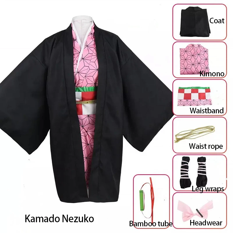 Japanese Anime Slayer Nezuko Cosplay Costume for Women Men Kimono Boys Girls Tanjirou Shinobu Halloween Carnival Outfits