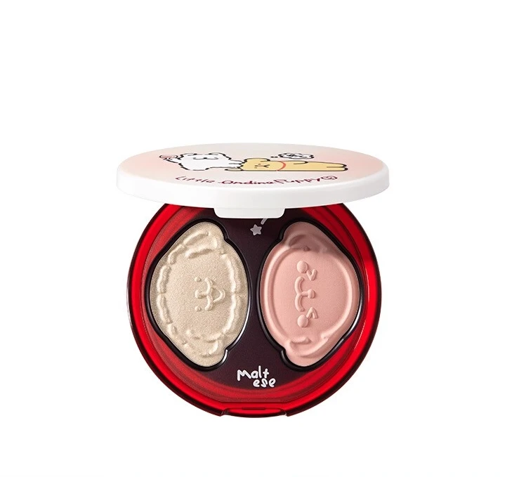 LITTLE ONDINE Highlight Blush Placa de pó multiuso fosco iluminando linhas faciais filhote de cachorro série bêbada aberta