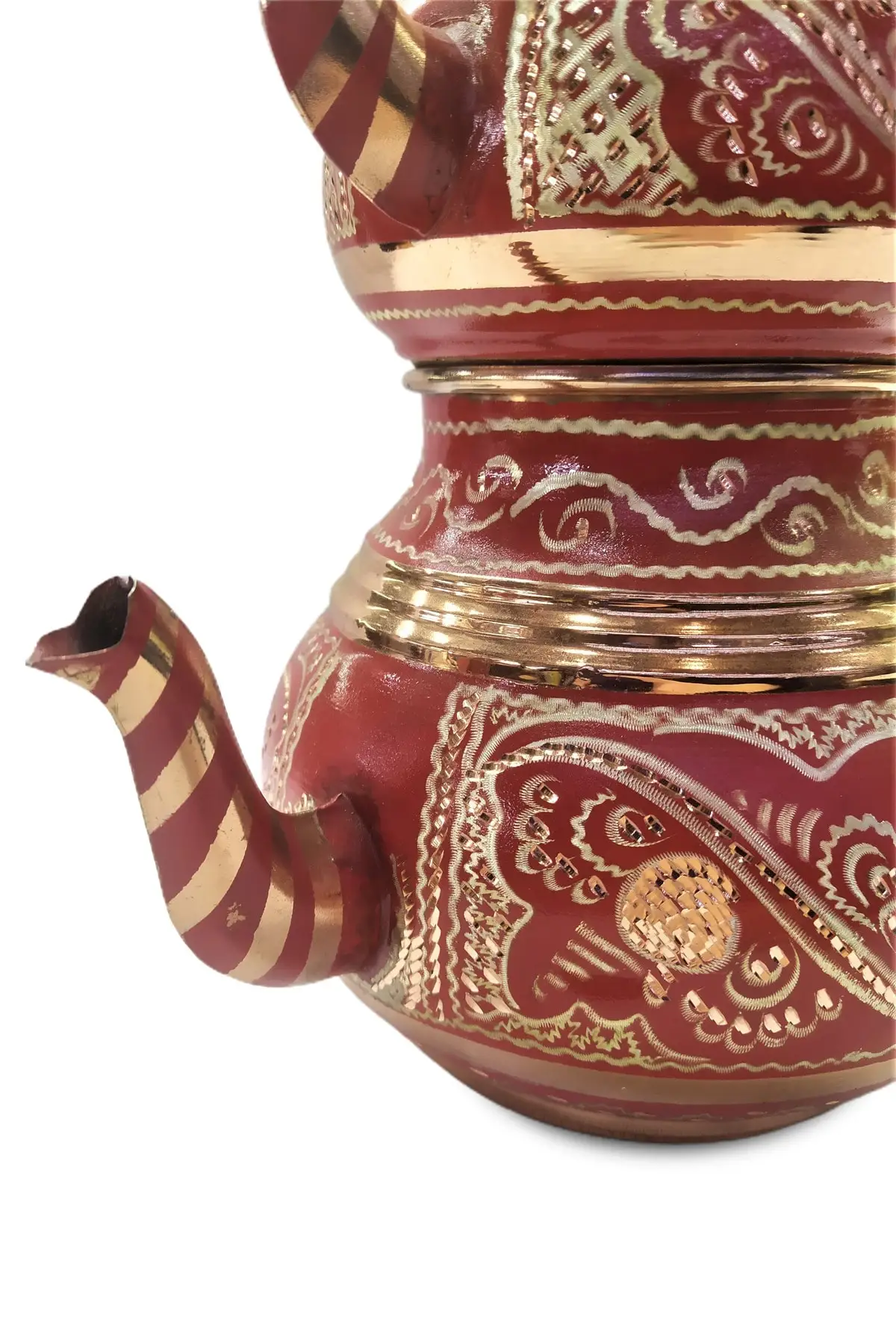 

DOLBOVI traditional erchain embroidered red copper teapot big size Cooper Tea Pots Handmade