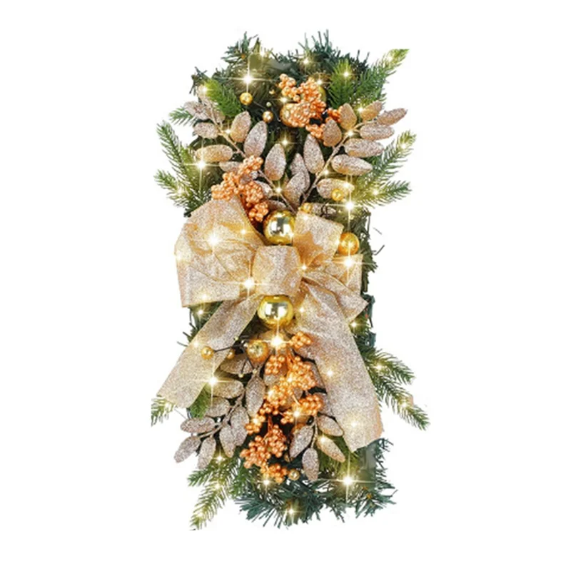 

ETRT Рождественский венок Подвески Гирлянда Рождественское украшение Рождественский венок Подвесной кулон для праздничной настенной двери + светодиодный светильник