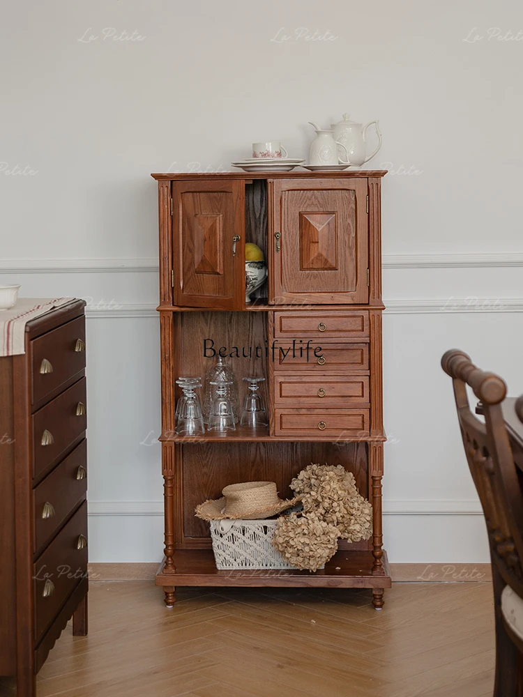 

Retro Solid Wood Mid-Ancient Bookcase Home Bedroom Study Display Storage Cabinet