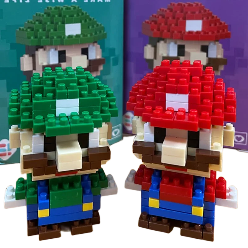 Super Mario Bros Cartoon Blocos de Construção para Crianças, Modelo Montado, Figuras Luigi, Brinquedos Montados, Bonecas Presentes