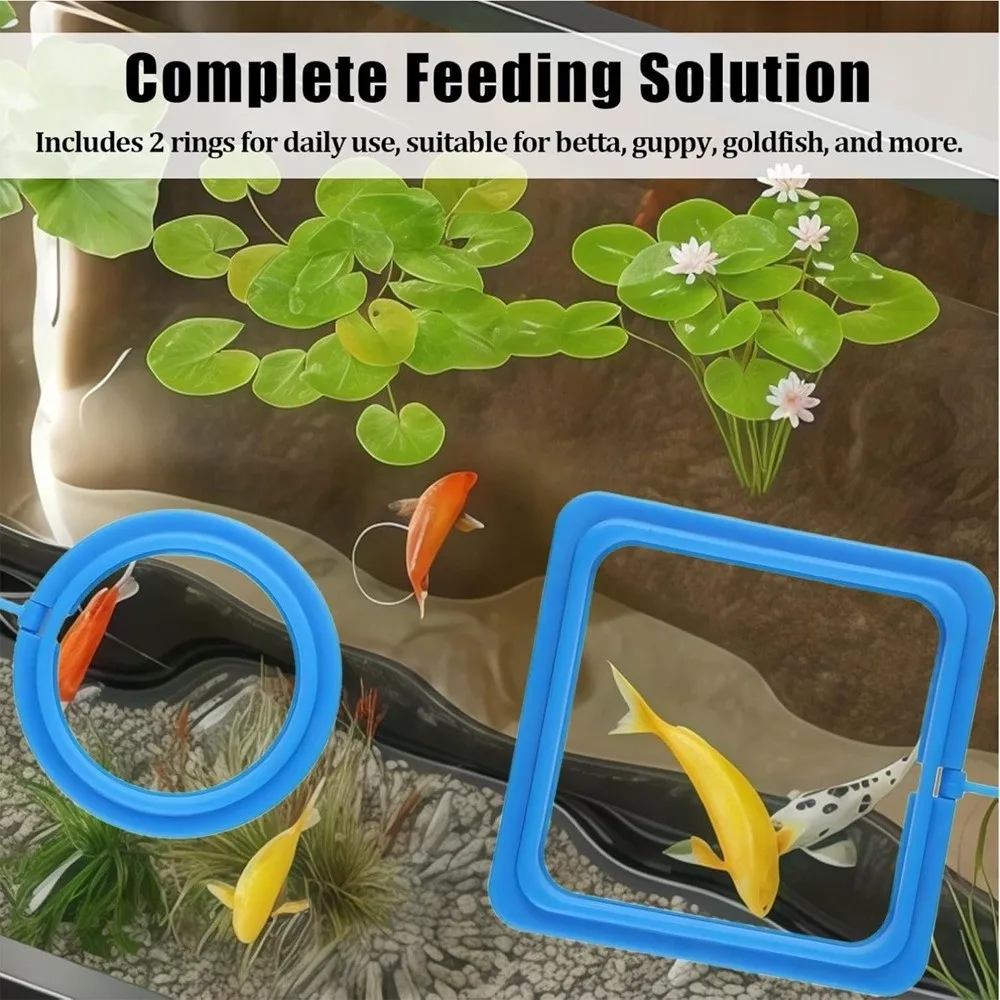 New Suction Cup Aquarium Fish Feeders Ring Circle/Square Floating Tray Fish Tank Food Feeder Durable Fish Feeder Ring Aquarium