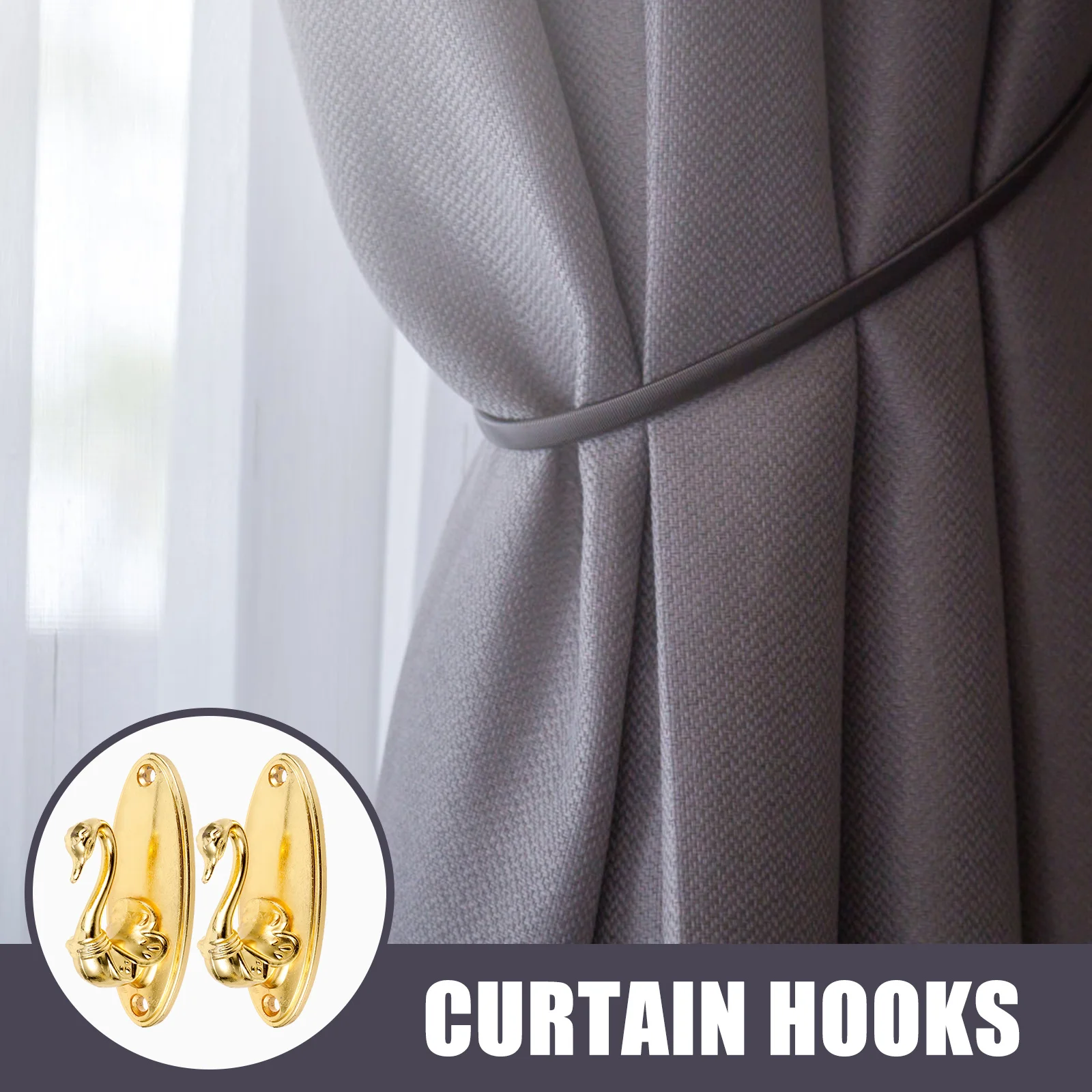 

Curtain Hooks Golden 8.5X4Cm Zinc Alloy Vintage Style Drapery Holdback For Traditional Modern Rooms Decor Accessories