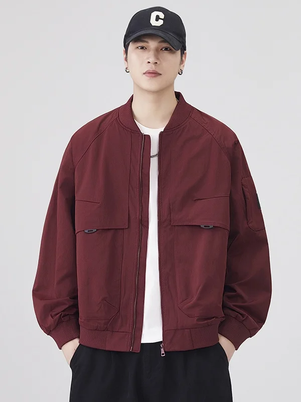 

Мужская бейсбольная куртка свободного кроя, осенняя, для активного отдыха, в стиле милитари, красная, в стиле ретро, американская, с длинными рукавами