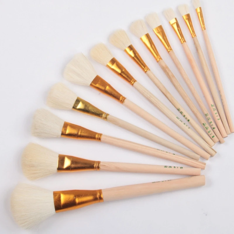 Soft Flexible Wool Brushes 12 Size for Pottery Ceramic Dust Removing Watercolor